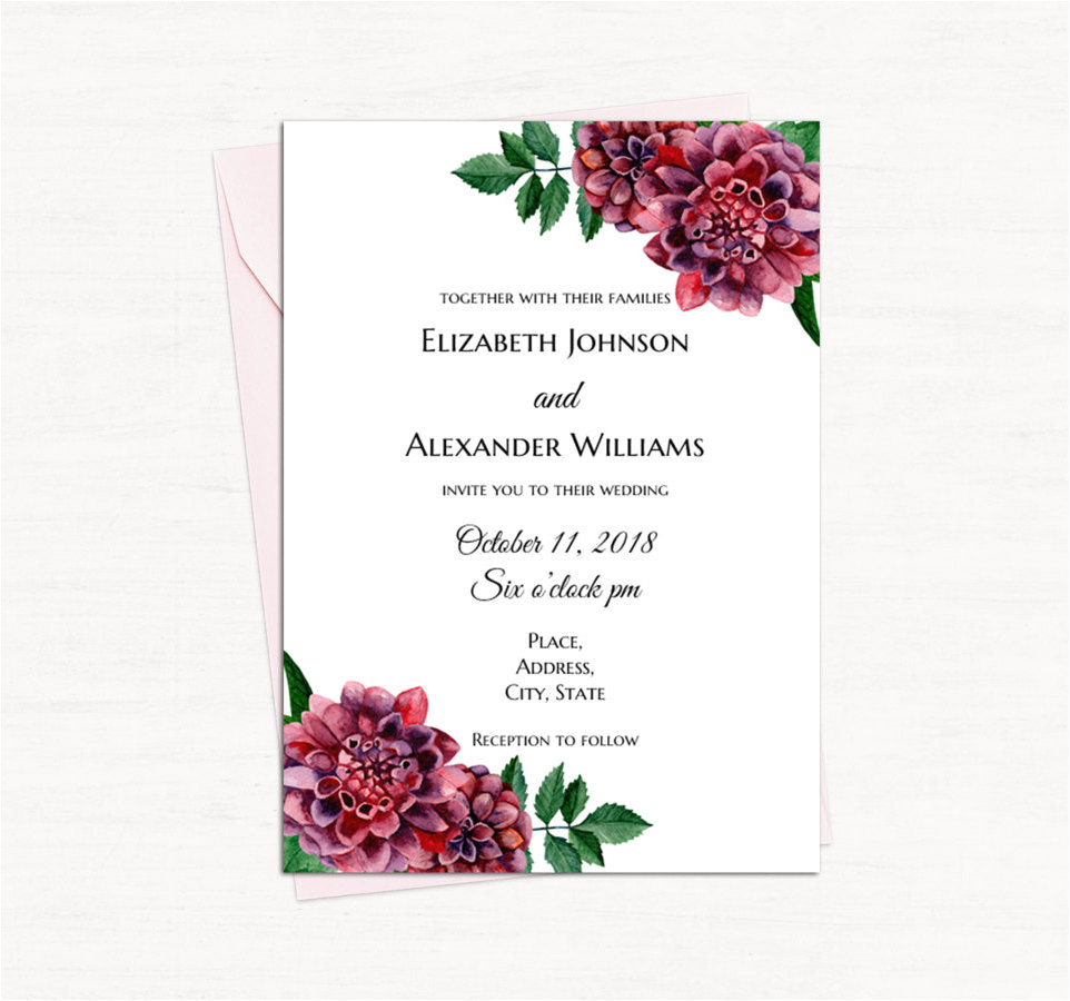 burgundy wedding invitation template