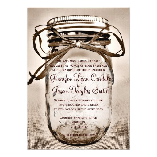 country mason jar rustic wedding invitations 161736568322959955
