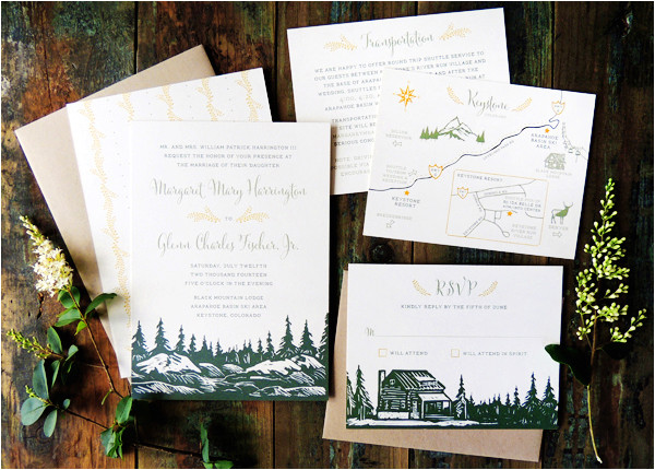 mountain inspired wedding invitations