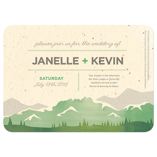 mountain seed paper wedding invitation