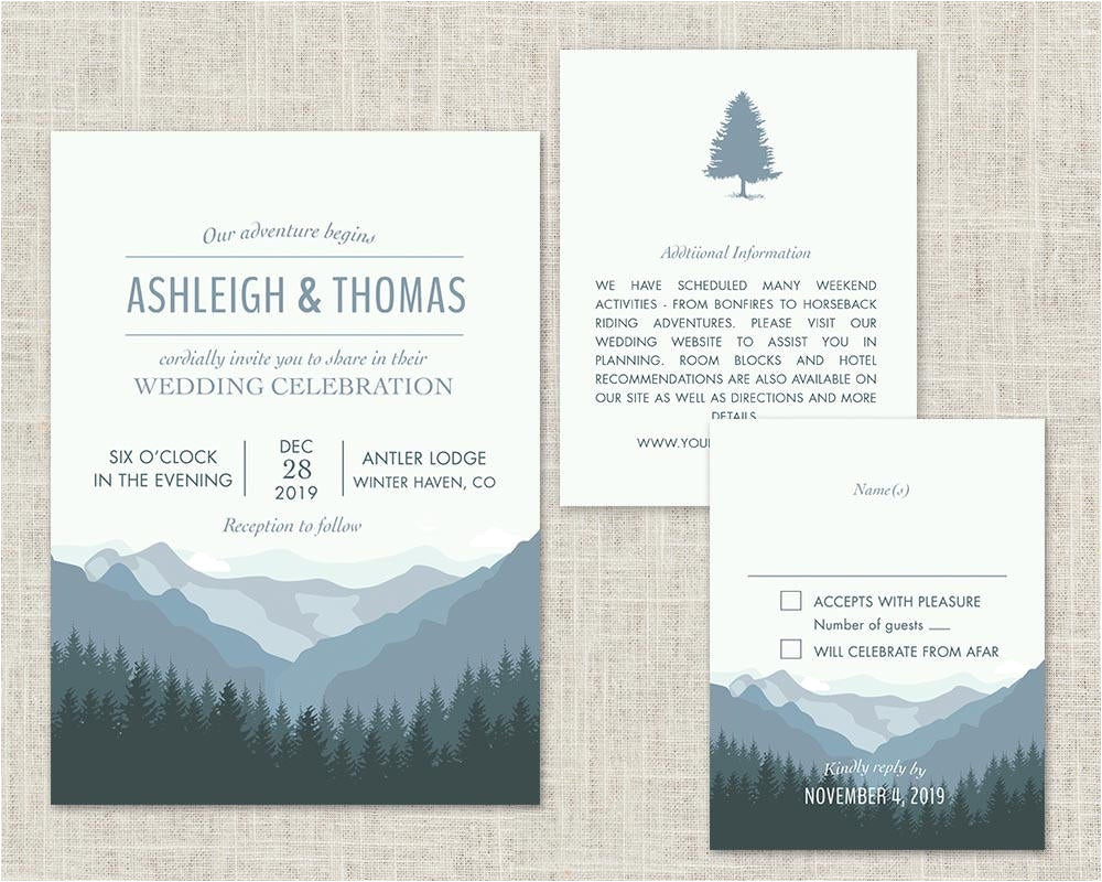 mountain wedding invitation printable