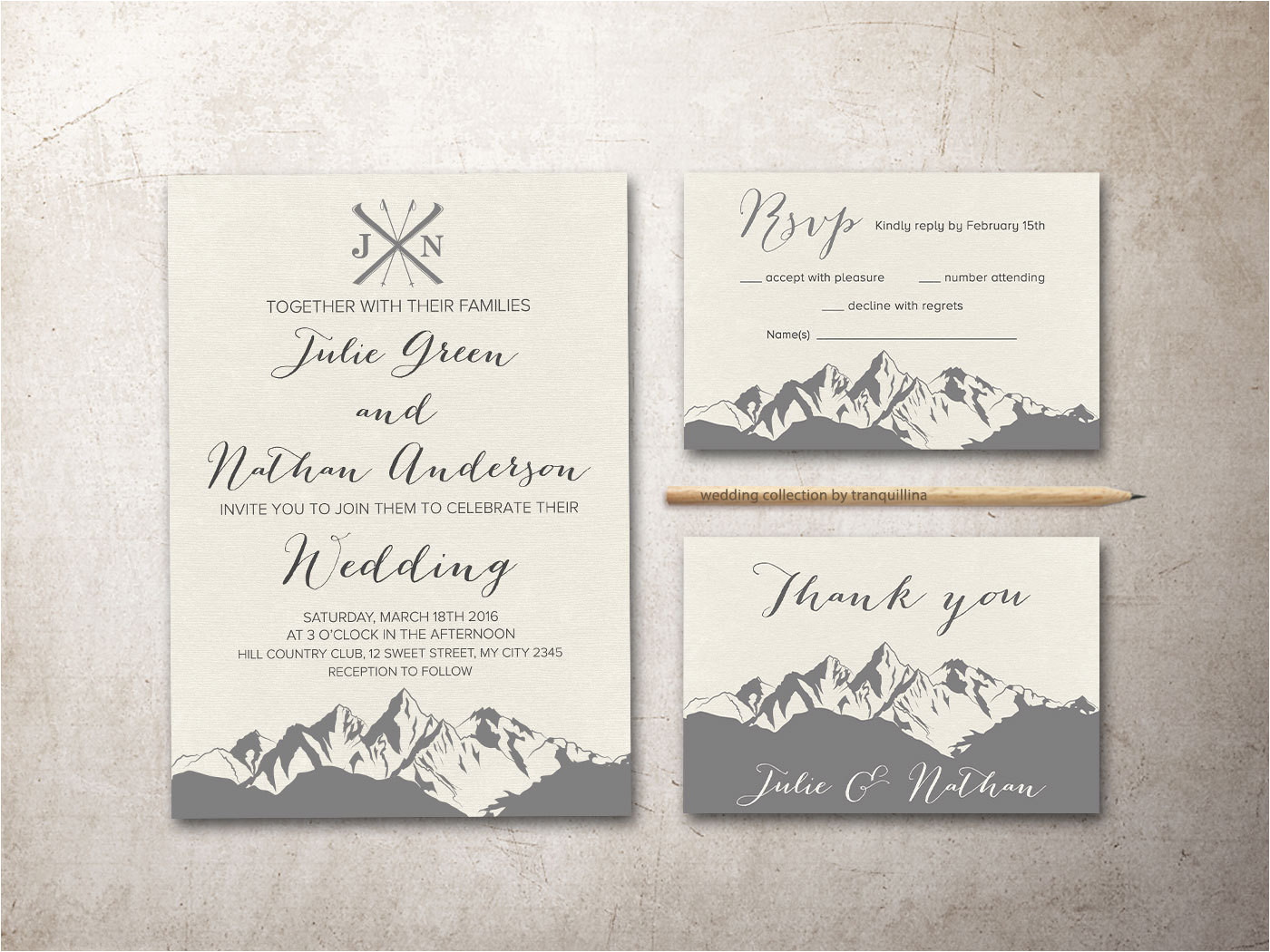 mountain wedding invitation printable