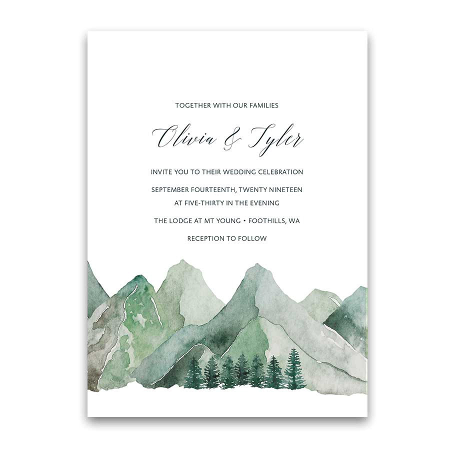 mountain wedding invitation watercolor mountain