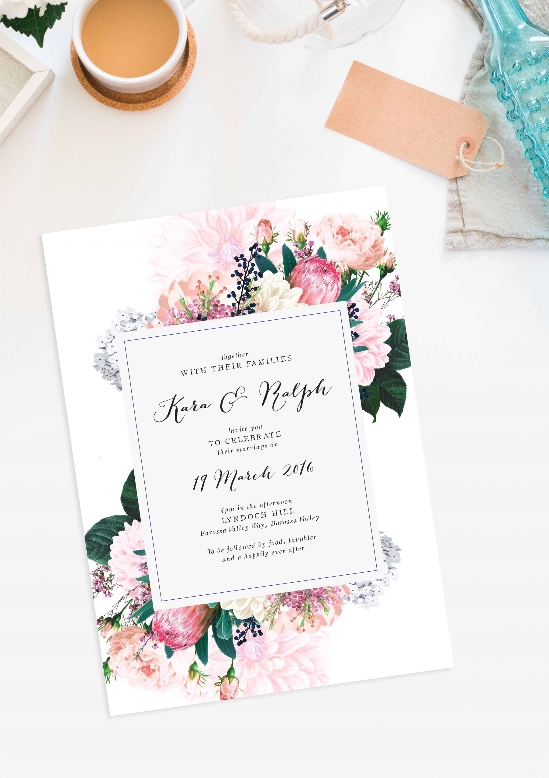 wildflower wedding invitation set floral