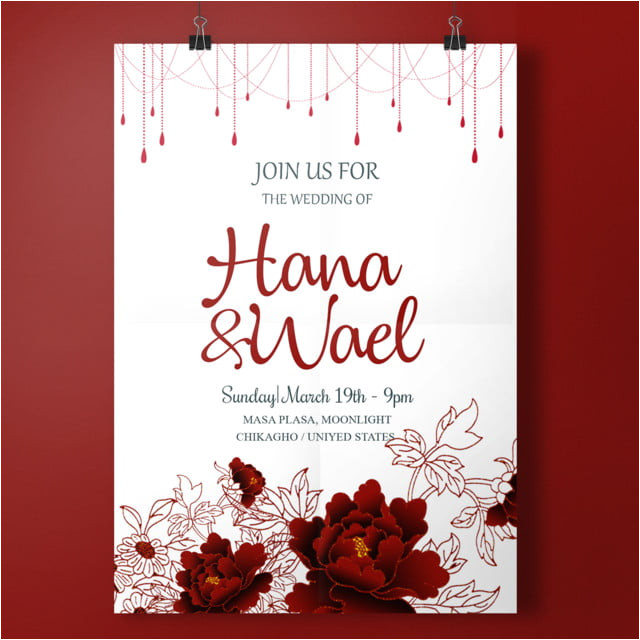 romance red wedding invitation template 4122799