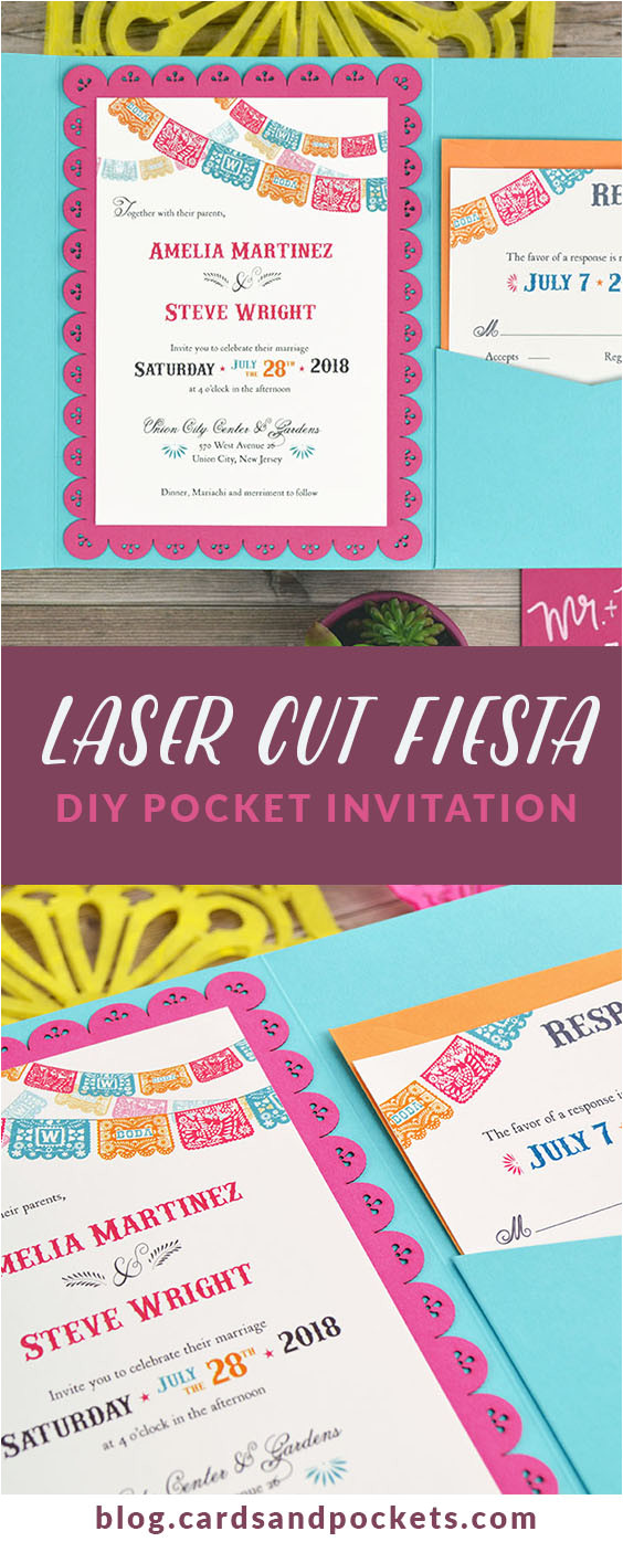colorful fiesta inspired diy wedding invitation