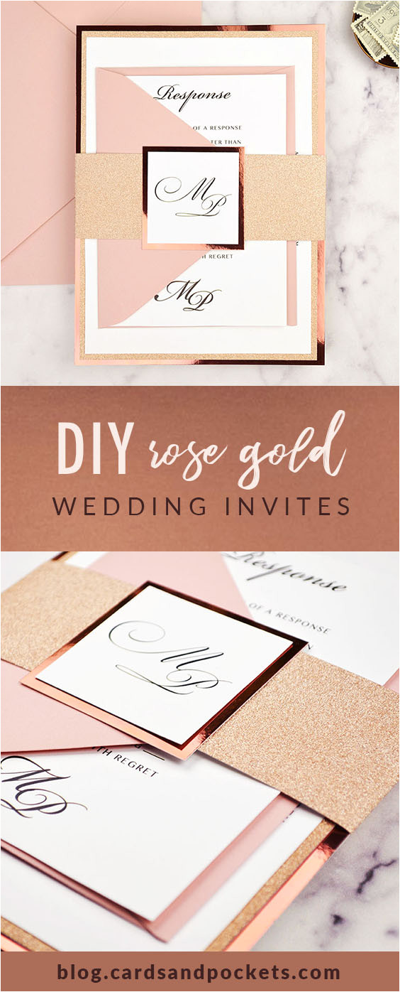 diy rose gold wedding invitations