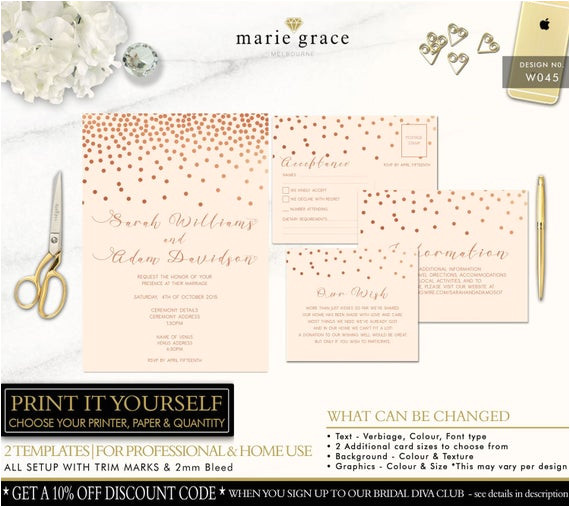 confetti wedding invitation rose gold
