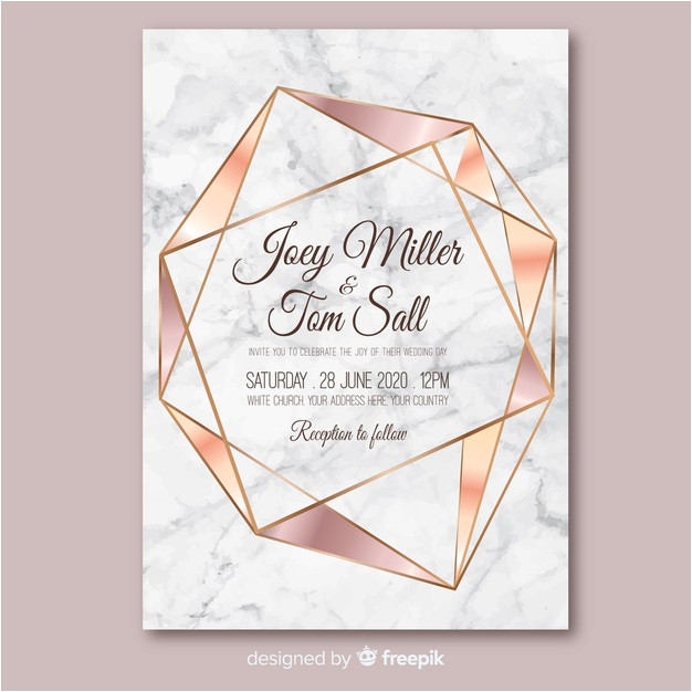 rose gold geometric wedding invitation template 3806301