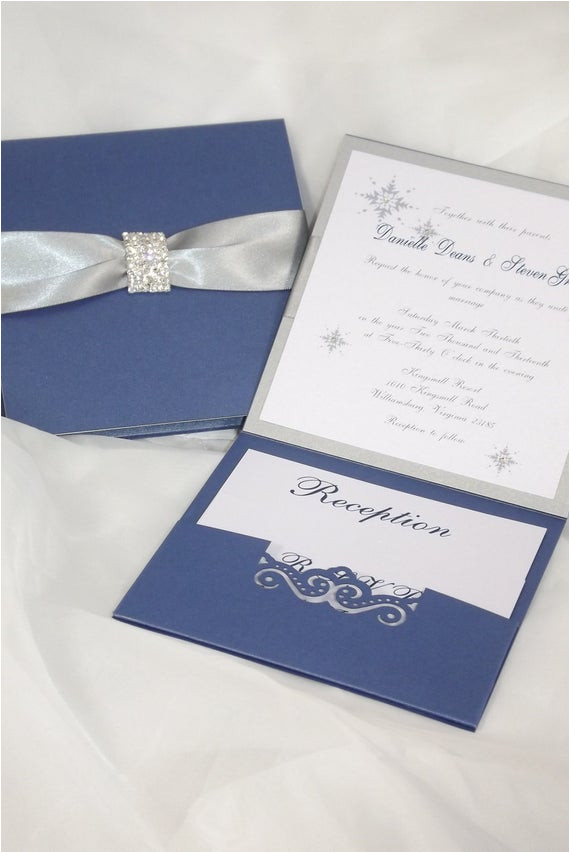 wedding invitation royal blue and silver