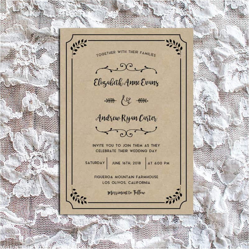 rustic diy wedding invitation set
