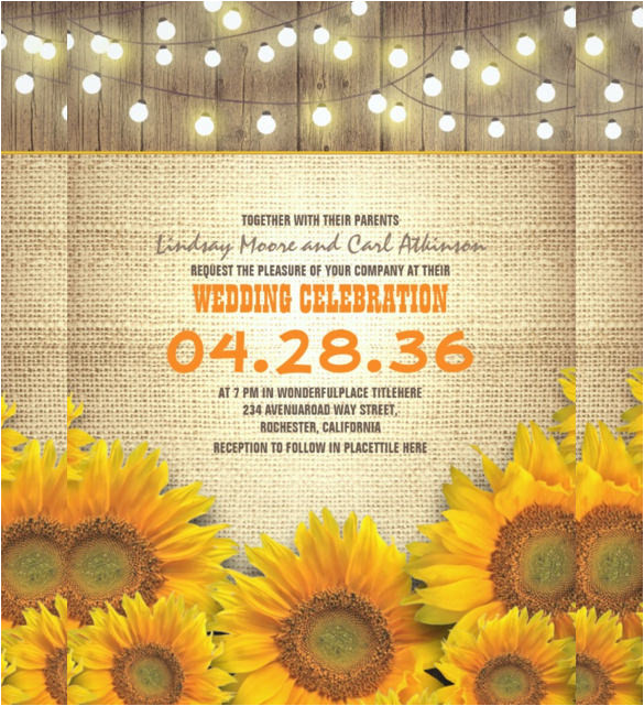 sample sunflower wedding invitation