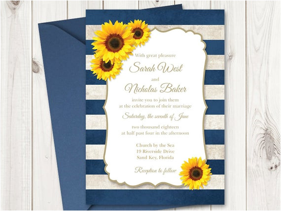sunflower wedding invitation printable