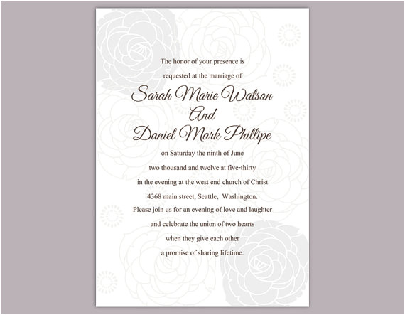 diy wedding invitation template editable text word file download printable silver invitation rose invitation gray wedding invitation
