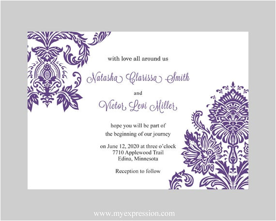 wedding invitation template purple