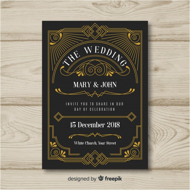 art deco wedding invitation template design 3096650