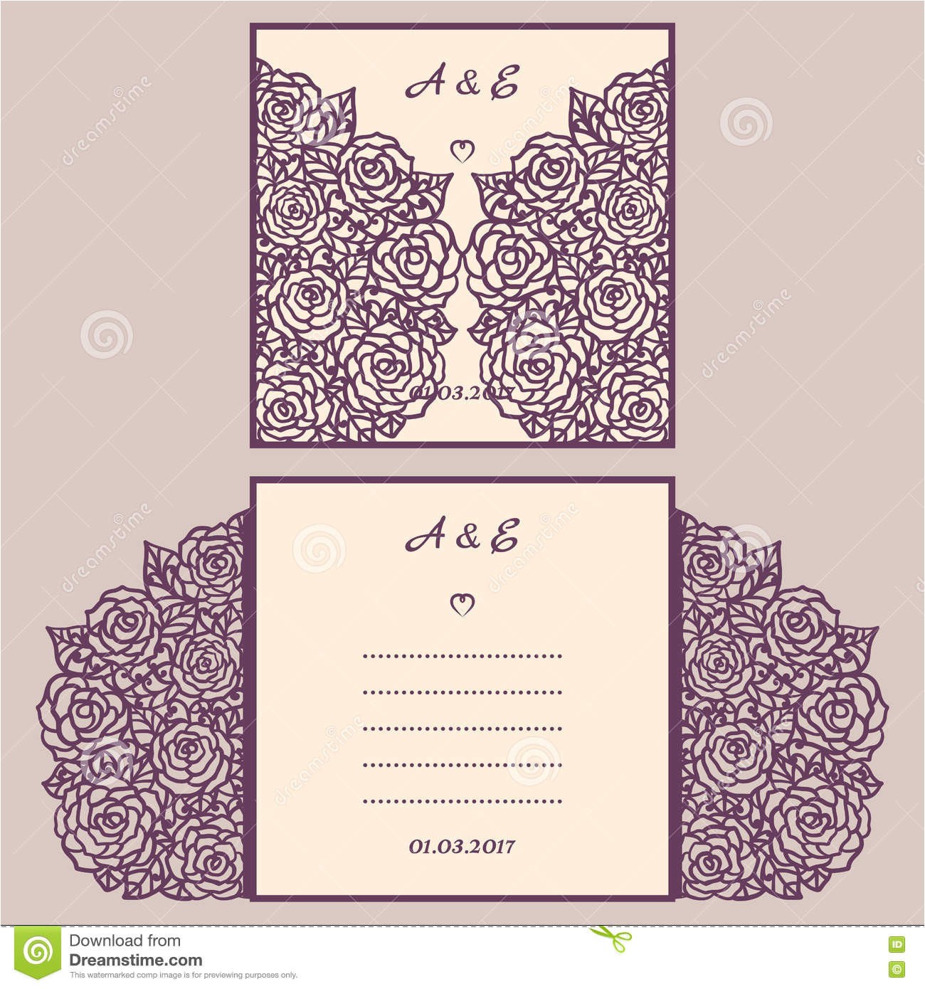 stock illustration wedding invitation greeting card abstract ornament vector envelope template laser cutting paper cut card image80888067