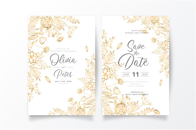wedding invitation template with golden nature 5358454