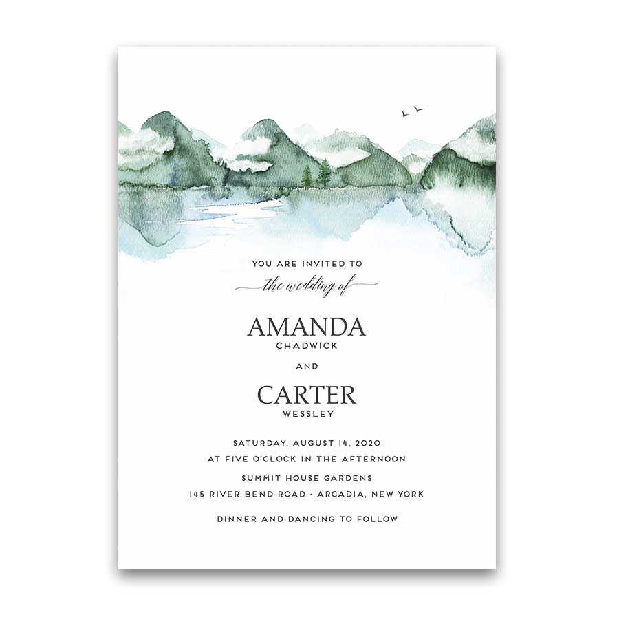 mountain wedding invitations template watercolor