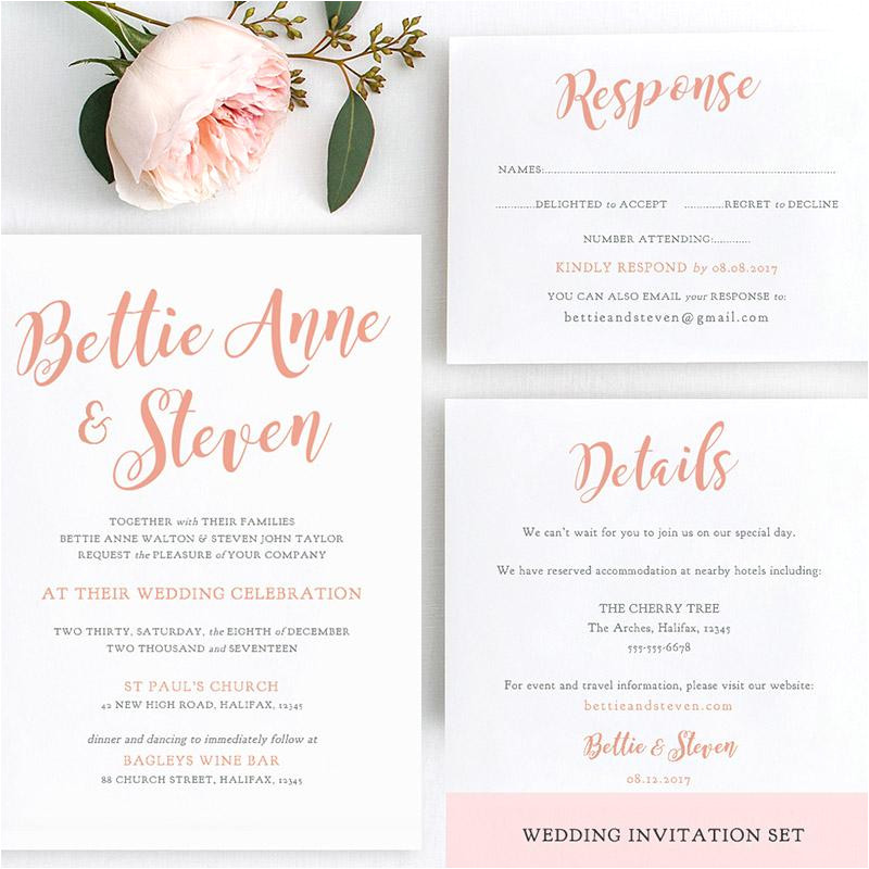 bettie printable wedding invitation template set