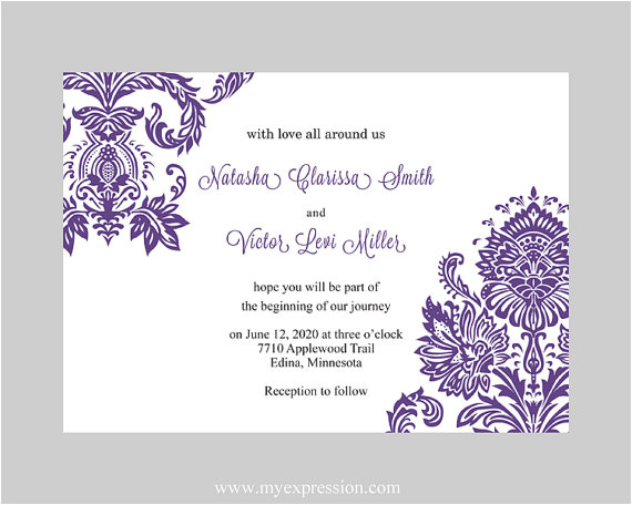 wedding invitation template purple