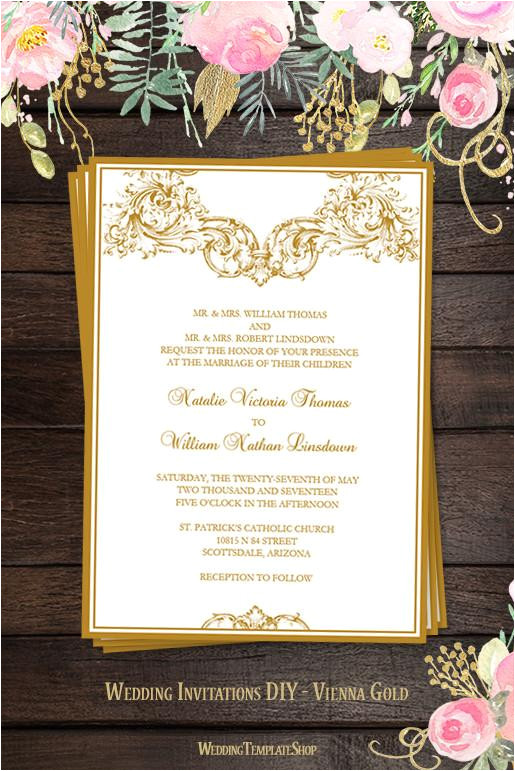 vienna wedding invitation gold