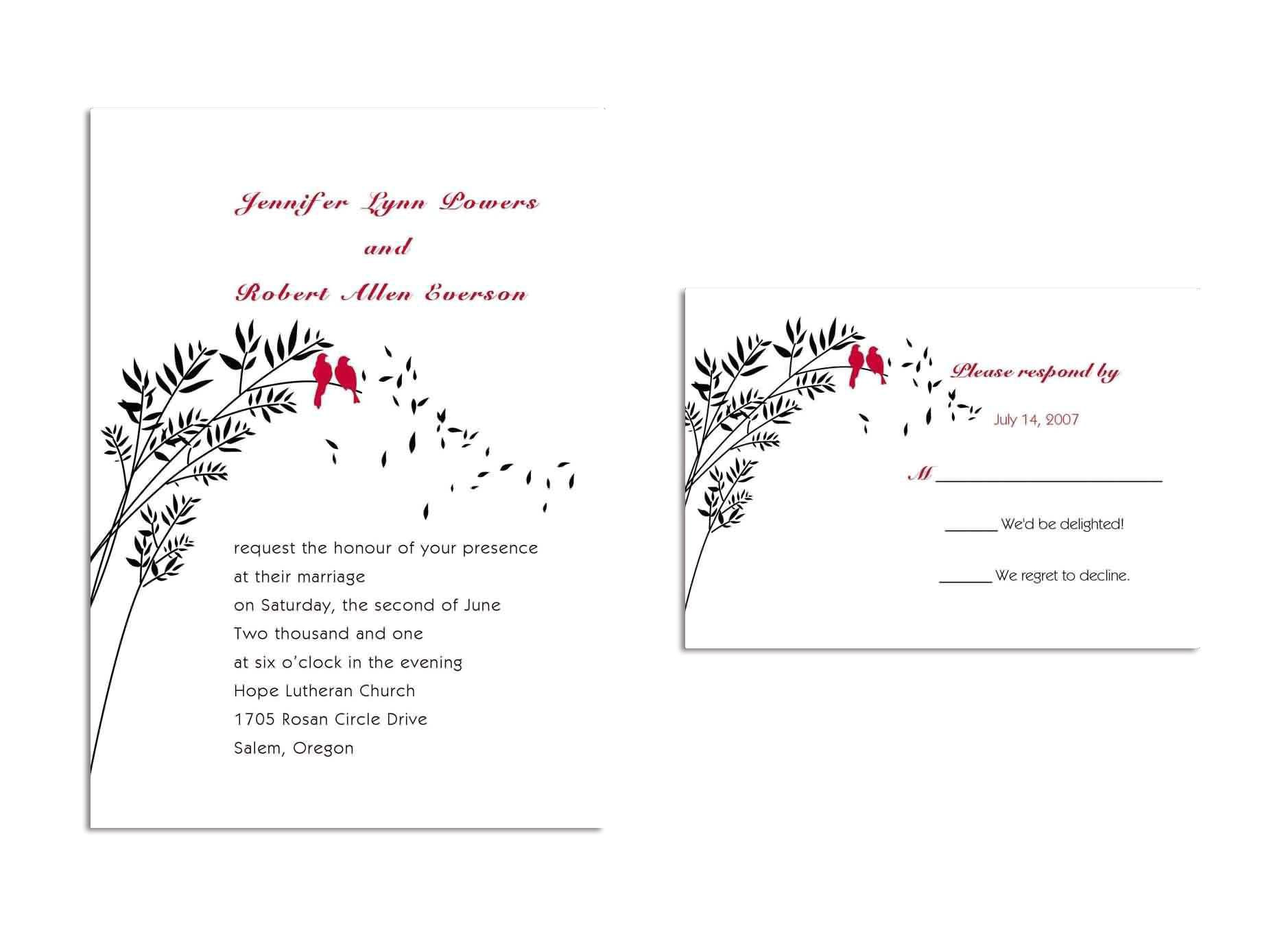 wedding invitations reply cards reception