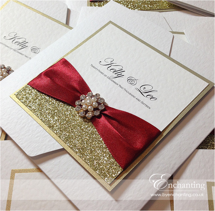 gold and red wedding invitations