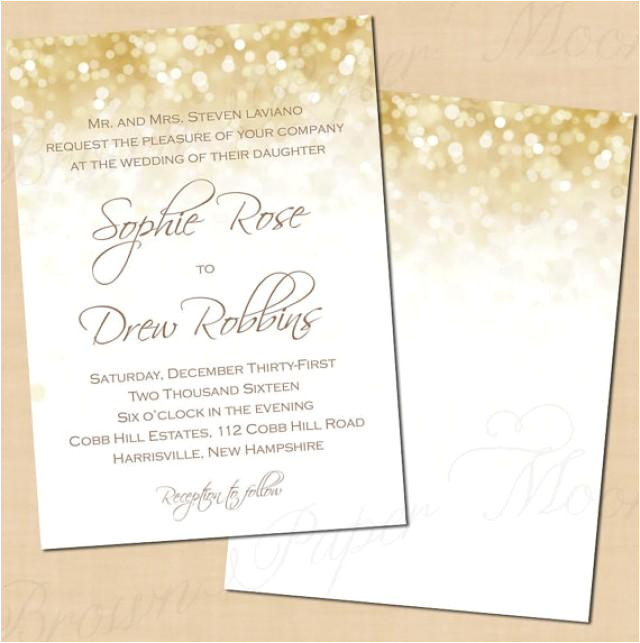 white gold sparkles editable vertical wedding invitations 5 x 7 instant download
