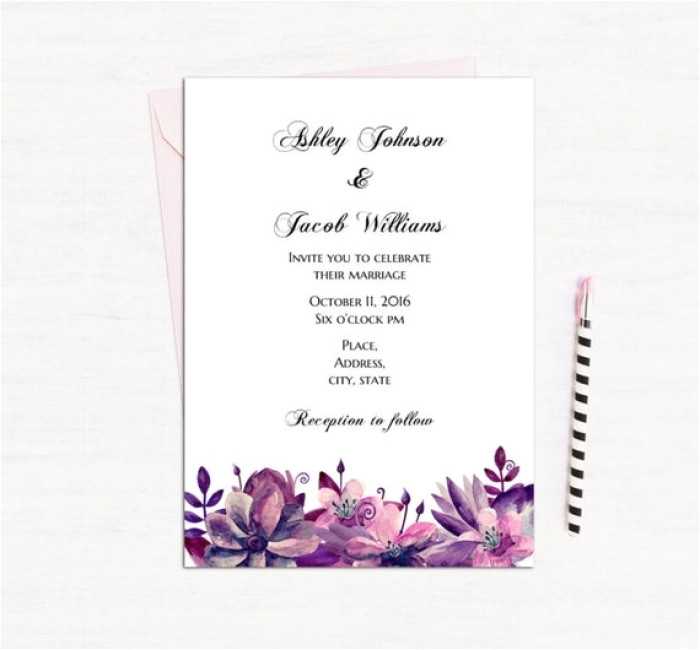 beautiful purple wedding invitation templates picture