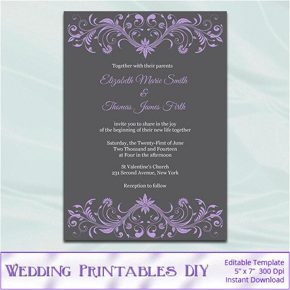 purple and gray wedding invitations
