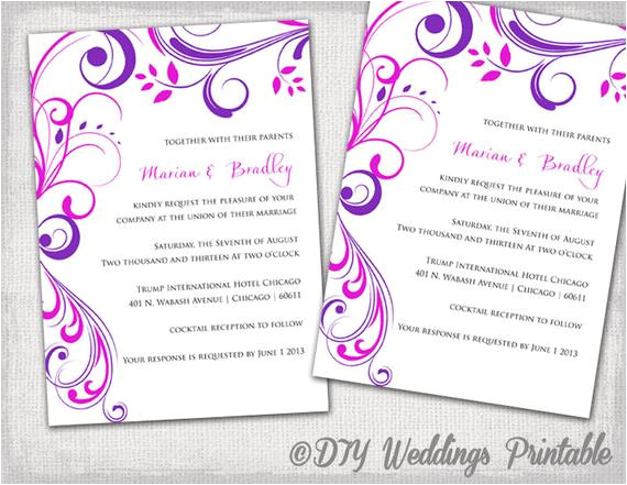 wedding invitation templates purple and