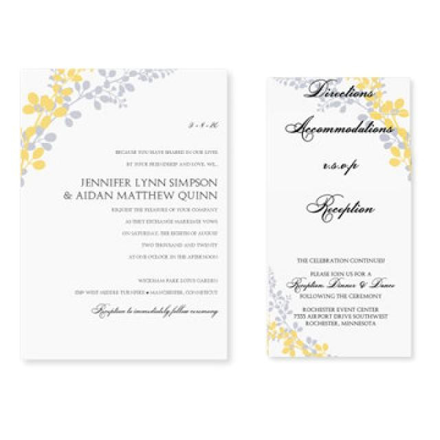 pocket wedding invitation template set download instantly exquisite vines yellow silver microsoft word format