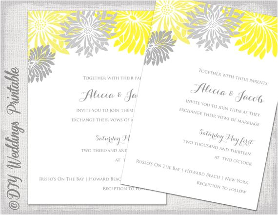 wedding invitation template yellow gray