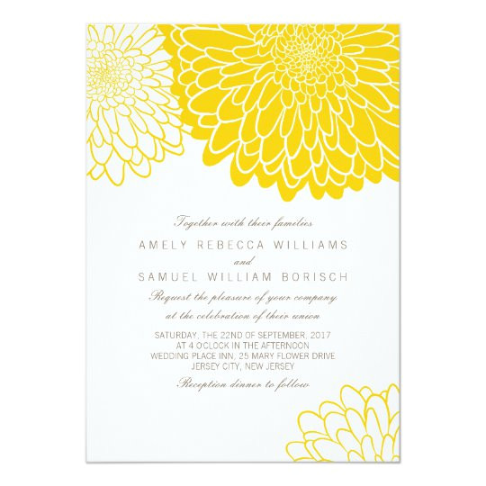 white yellow chrysanthemum wedding invitation 161257515052841967