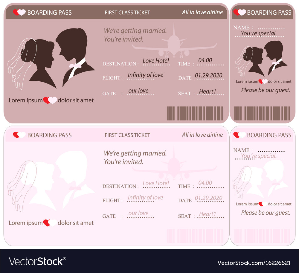 boarding pass ticket wedding invitation template vector 16226621