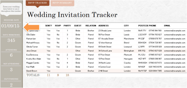 wedding invitation list template