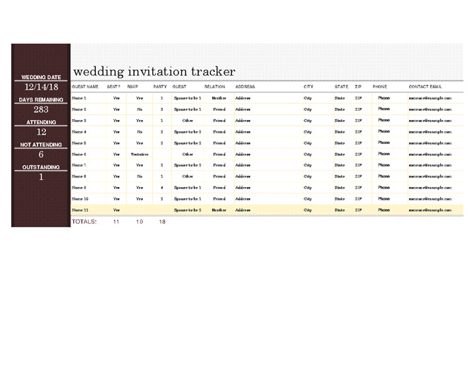 wedding invite tracker tm03107672