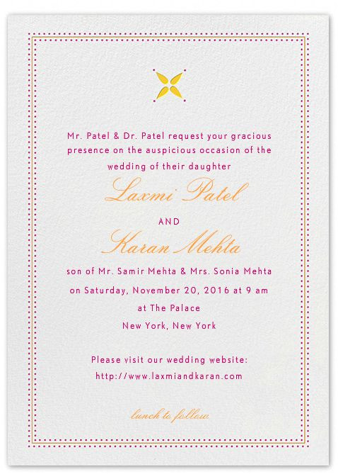 hindu wedding invitation wording samples