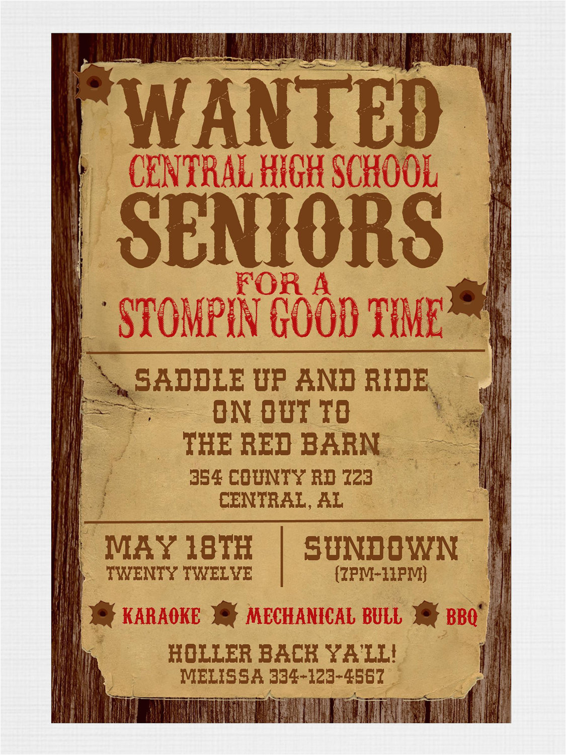 wanted poster western party invitation