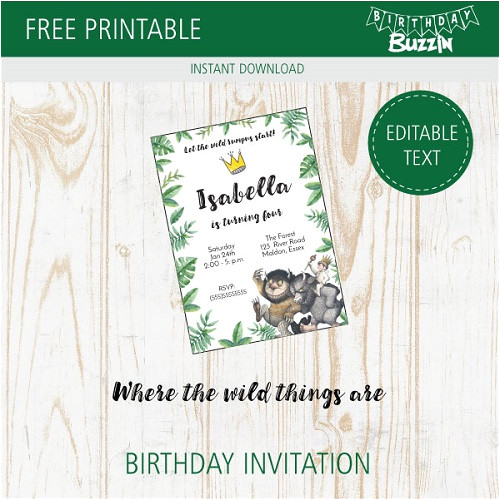 free printable where the wild things are birthday invitations