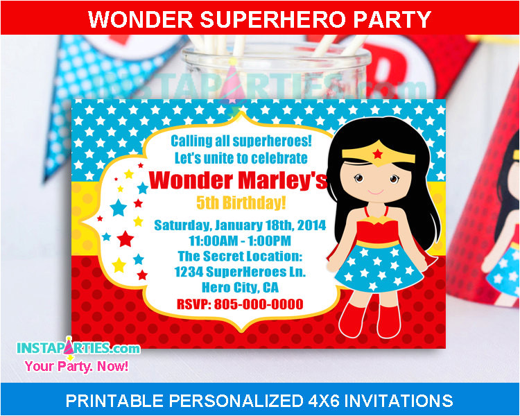 wonder woman invitations