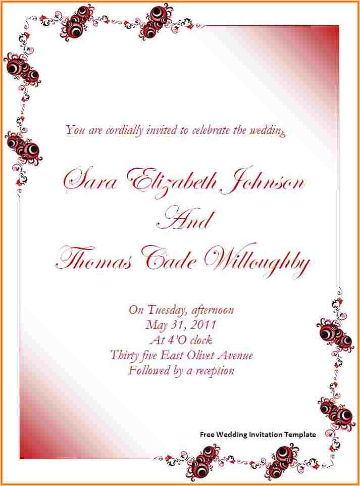 free wedding invitation templates for word
