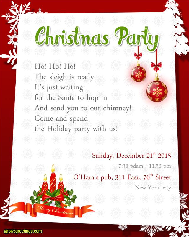 christmas party invitation wording templates