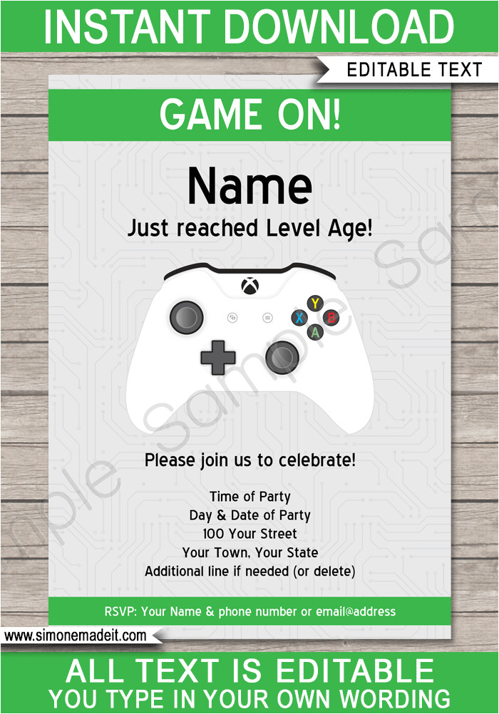 xbox party invitations template