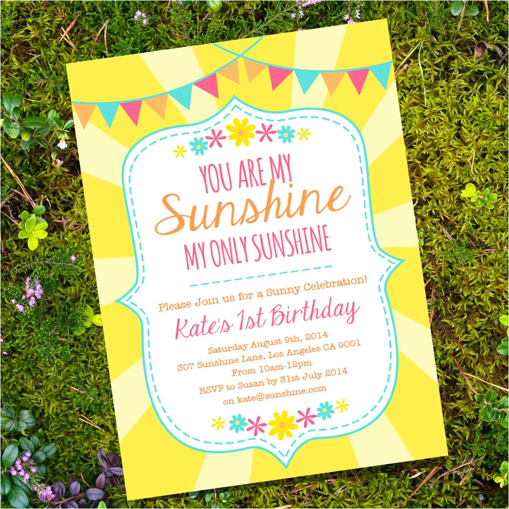 you are my sunshine birthday party invitation yellow sunshine birthday invite template