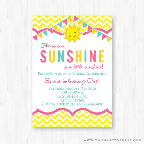 You are My Sunshine Party Invitation Template You are My Sunshine Invitation Printable by Thispartyofmine