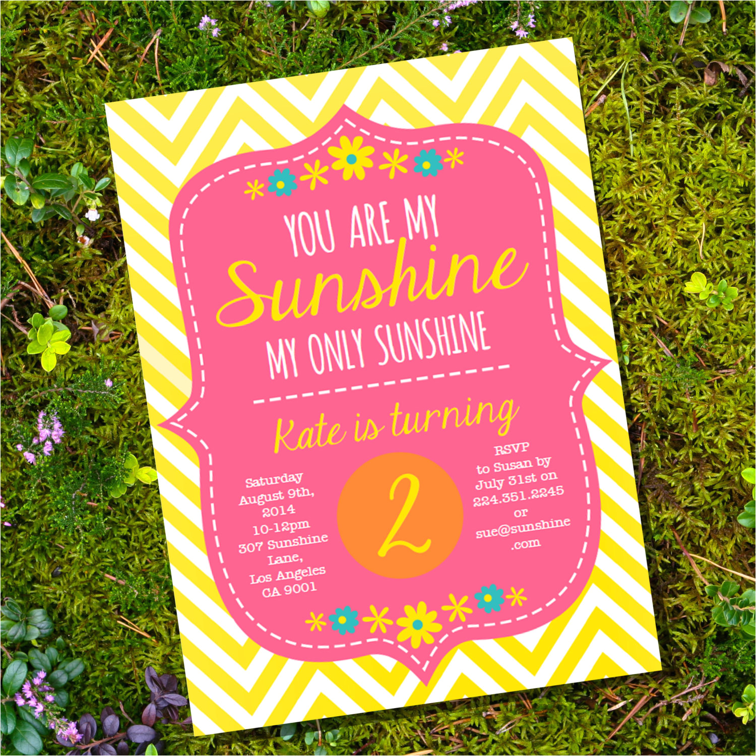 you are my sunshine party invite yellow