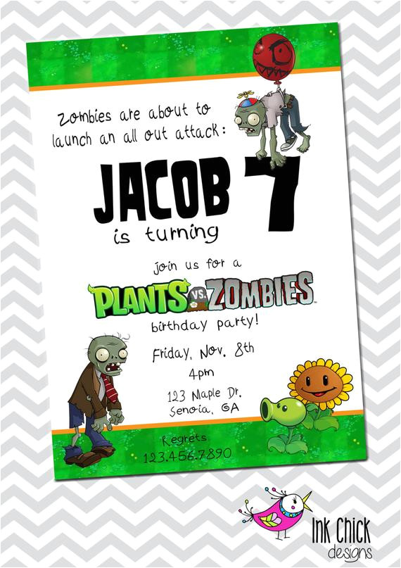 plants vs zombies birthday invitation