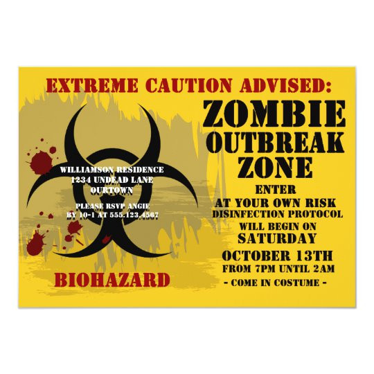 biohazard zombie party invitations 161940577864531556